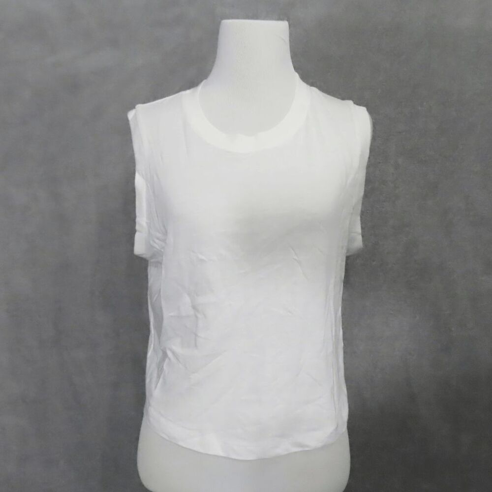 WeWoreWhat Optic White Cotton Jersey Cropped Muscle Tee Medium